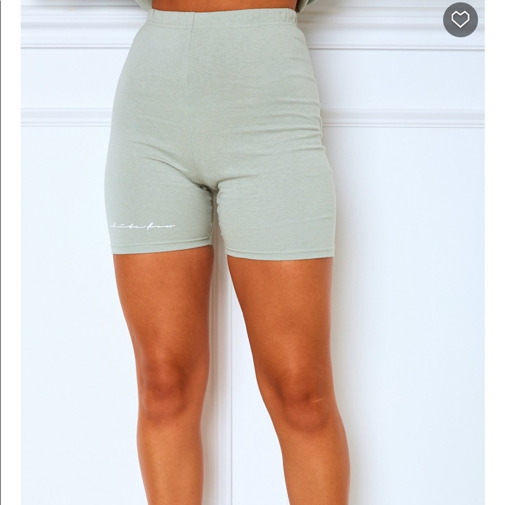 White Fox Sage Green Biker Shorts